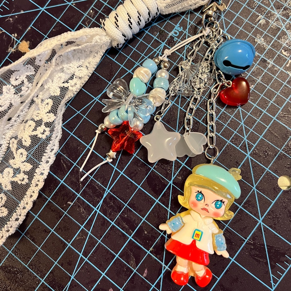 Colorful Molly Bag Chatm Keychain with Character Charm